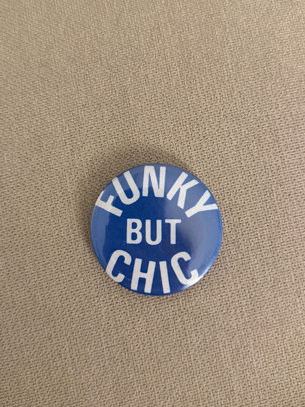 “Funky But Chic” Blue Button Pin